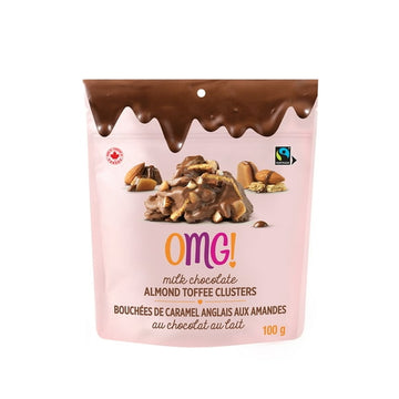 OMG! Milk Chocolate Almond Toffee Clusters, 100 g, Milk Choc, Almonds, Toffee