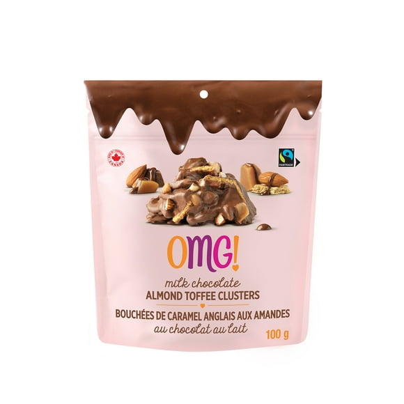OMG! Milk Chocolate Almond Toffee Clusters, 100 g, Milk Choc, Almonds, Toffee