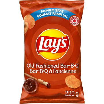 Lay's Old Fashioned Bar-B-Q flavoured potato chips, 220 g.