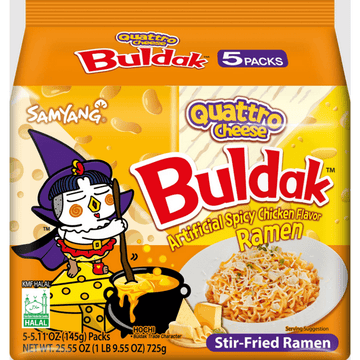 Samyang – Spicy Chicken Buldak Noodle (Four Cheese) 145g x 5