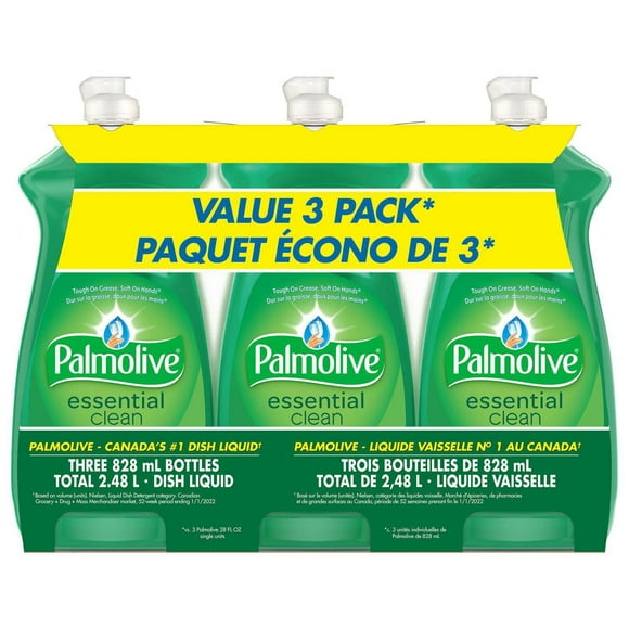 Palmolive Essential Clean Liquid Dish Soap, Original Scent, 828mL (3pack)