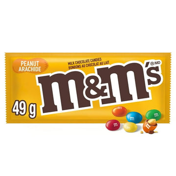 M&M'S, Peanut Milk Chocolate Candies, Bag, 49g, 1&nbsp;sachet, 49&nbsp;g