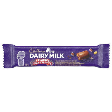 CADBURY DAIRY MILK Fireworks, CADBURY DAIRY MILK Milk Chocolate Bar with Candy Coated Pieces and Popping Candy, 38 g