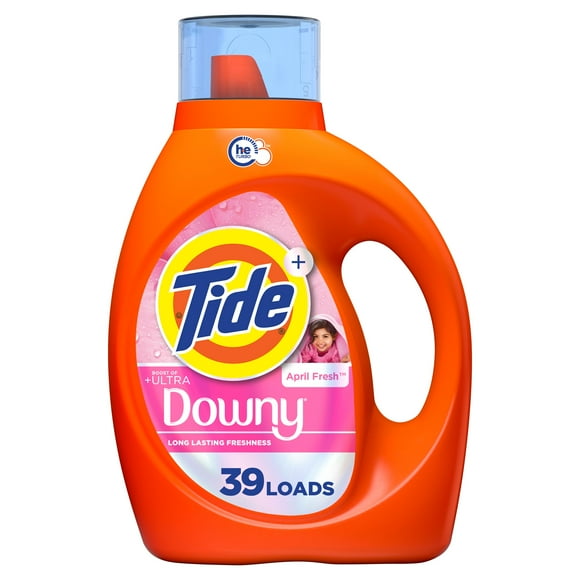 Tide Plus Boost of Ultra Downy Liquid Laundry Detergent, April Fresh Scent, 1.62 L, 39 Loads, Laundry Detergent Liquid with Long-Lasting Freshness, TIDE TD LQ HE WTD AF
