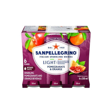 San Pellegrino Light Pomegranate & Orange, Sparkling Fruit Beverage, 25 Calories Per Serving, Made With Real Fruit Juice (From Concentrate), Bold And Flavourful, Crafted in Italy, 2 L