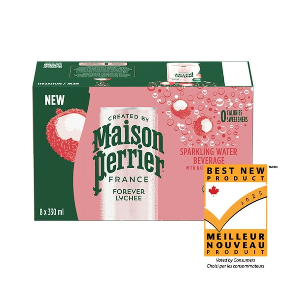 Maison Perrier Forever Lychee, Sparkling Water Beverage, Natural Lychee Flavour, No Calories, No Sweeteners, No Sodium, Sourced & Bottled In France, 2.6 L