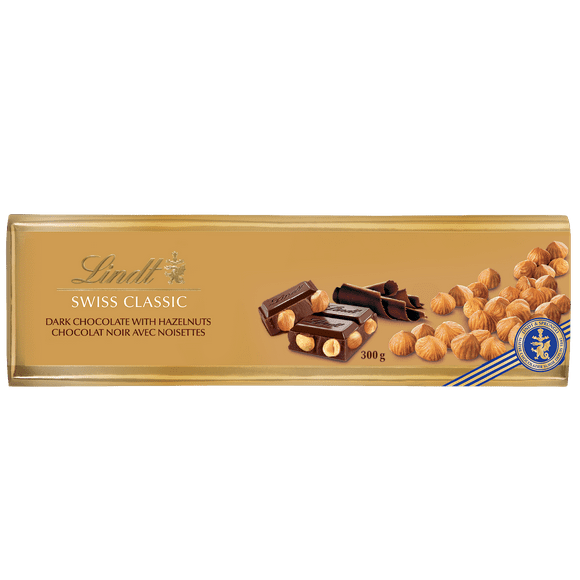 Lindt SWISS CLASSIC Dark Chocolate and Hazelnut Bar, 300g, 300 g