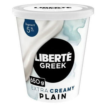 Liberté Greek 5% Extra Creamy Yogurt, Plain, High Protein, 650 g, 650 g