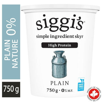 siggi's Skyr Yogurt Plain 0%, High Protein, 750g