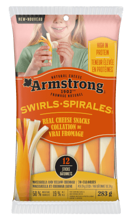 Armstrong swirls real cheese snacks mozzarella and yellow cheddar