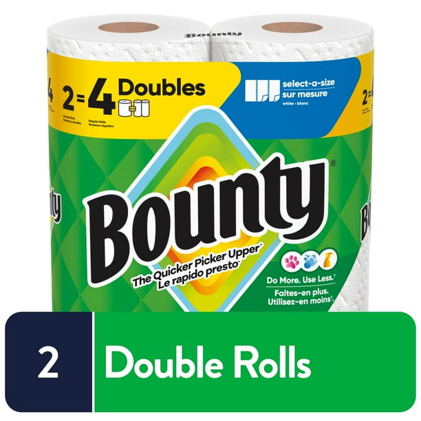 Bounty Paper Towels Select-A-Size White, 2 Double Rolls Per Roll, 2CT
