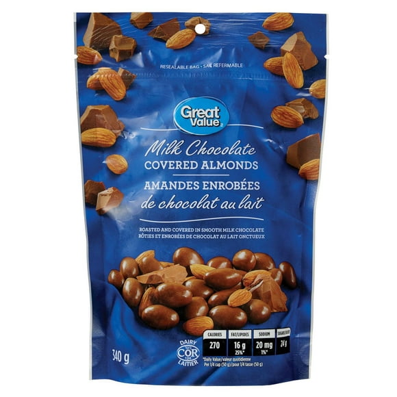 Great Value Milk Chocolate Almonds, 340 g