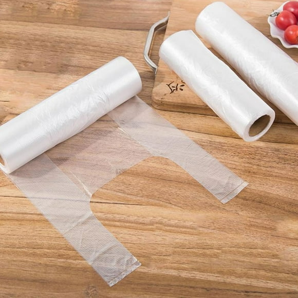100Pcs Roll Plastic Carrier Bags Vest Fresh-keeping Plastic Bags with Handle Disposable Food Storage Bags