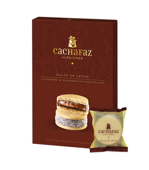 Cachafaz Alfajor Maicena with Grated Coconut and Dulce de Leche (box of 6)