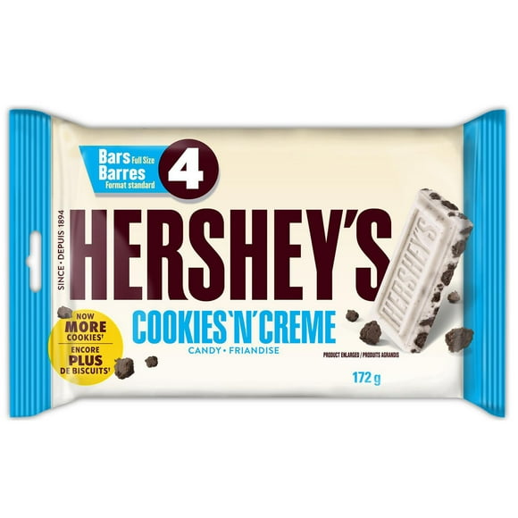 HERSHEY'S COOKIES 'N' CRÈME Full Size Candy Bars, 4 * 43g