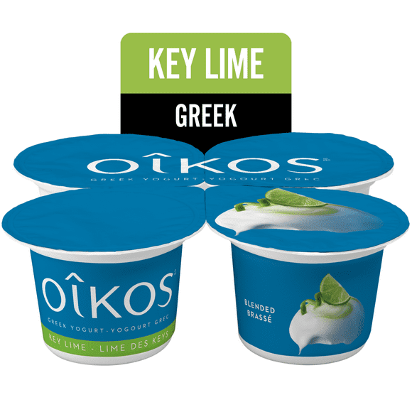 Oikos Greek Yogurt, Key Lime, Blended, 2% M.F., 4 x 100 g