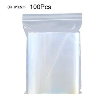100Pcs/Set Clear Household Sundries Food Storage Resealable Zipper Plastic Bags
