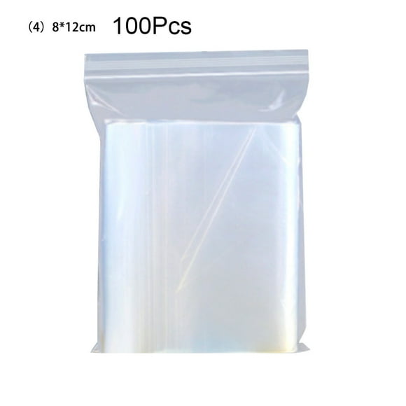 100Pcs/Set Clear Household Sundries Food Storage Resealable Zipper Plastic Bags