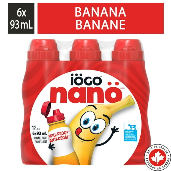 iÖGO nanö Drinkable Banana Yogurt 1%, 6x93ML