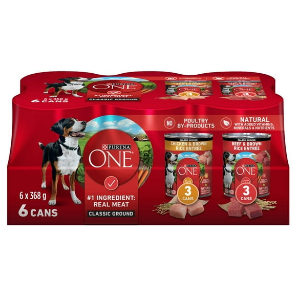 Purina ONE SmartBlend Classic Ground Variety Pack, Wet Dog Food 6 x 368 g, 6 x 368 g