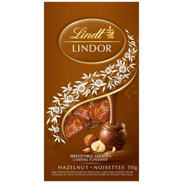 Lindt LINDOR Hazelnut Milk Chocolate Truffles, 150Gram Bag, 150g Bag
