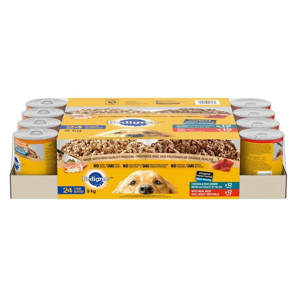 PEDIGREE Chopped Chicken and Rice & Beef Adult Wet Dog Food, 24x375g