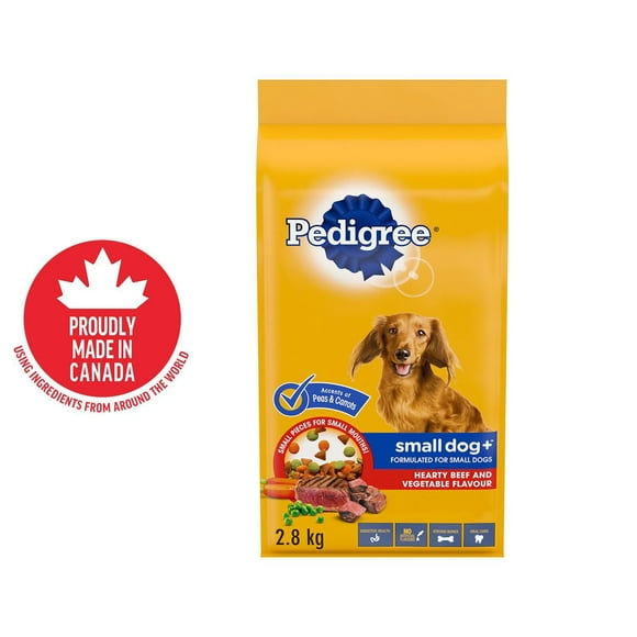 PEDIGREE Small Dog+ Dry Food For Small Breed Adult Dogs – Hearty Beef & Vegetable Flavour - Supports Strong Bones and Healthy Teeth – With Calcium, 2.8kg Bag