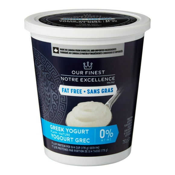 Our FinestTM 0% M.F. Plain Greek Yogurt, 750 g
