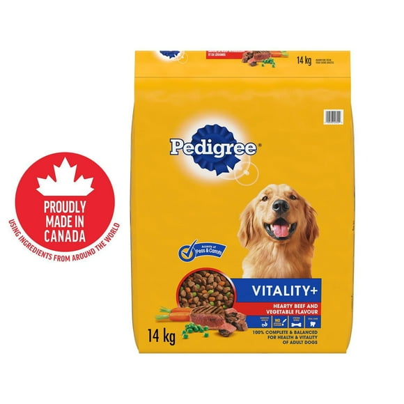 PEDIGREE VITALITY+ Dry Food For Adult Dogs – Hearty Beef & Vegetable Flavour - Supports Strong Bones and Healthy Teeth - With Calcium, 8-20kg