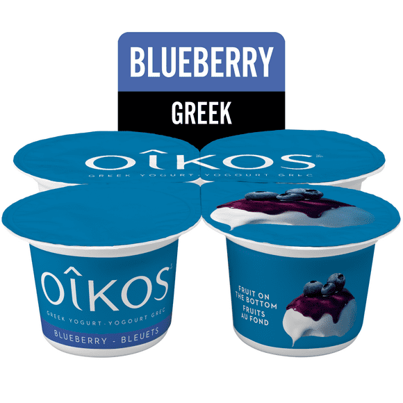 Oikos Greek Yogurt, Blueberry, Fruit on the Bottom, 2% M.F., 4 x 100 g