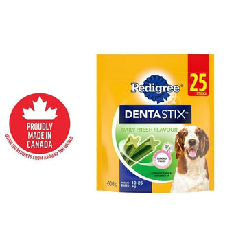 PEDIGREE DENTASTIX Oral Care Fresh Flavour Adult Dog Treats - For Medium Breeds - Reduces Plaque and Tartar Buildup - 40 Sticks, 25-40 Treats