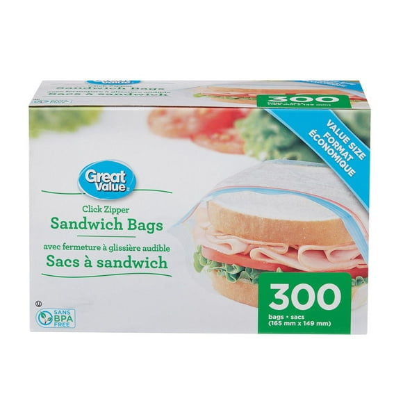 Great Value Sandwich Bags - 300 Ct, 165 mm x 149 mm