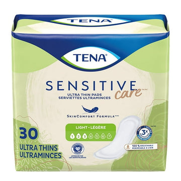 TENA Sensitive Care Incontinence Ultra-Thin Pads for Women, Light, Regular, 30 Count, 30 Count