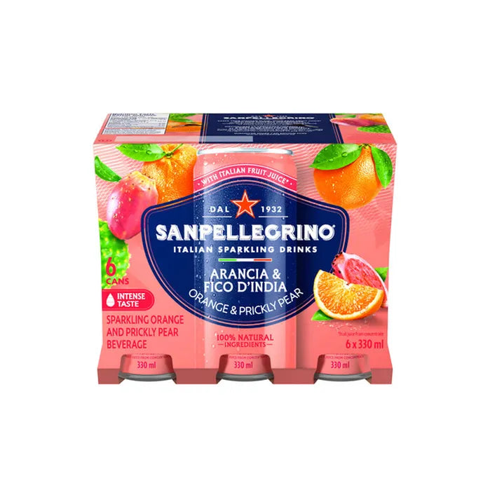 San Pellegrino Arancia and Fico d'India Sparkling Fruit Beverage 6 x 330 ml
