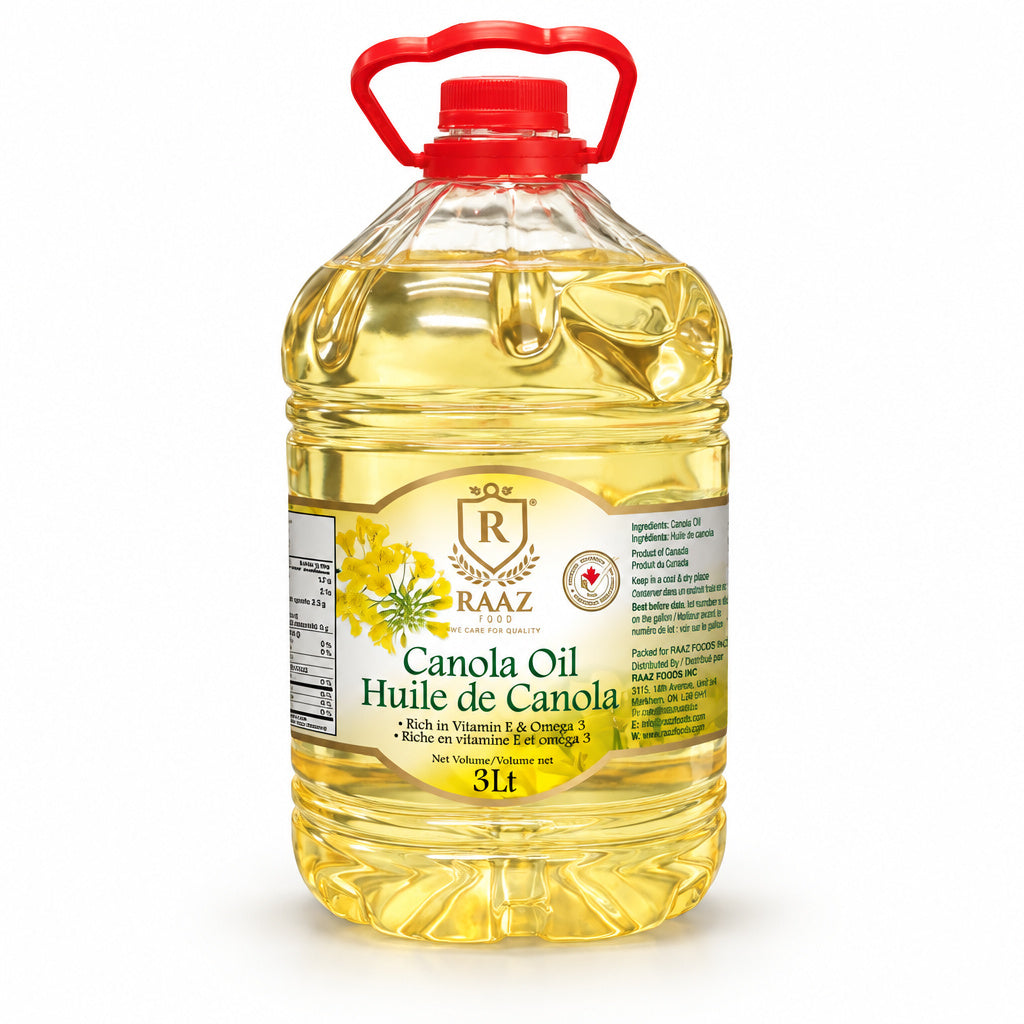 Transform the uploaded product into a photorealistic, high-end commercial product photograph for Canola oil 3Lt. Preserv