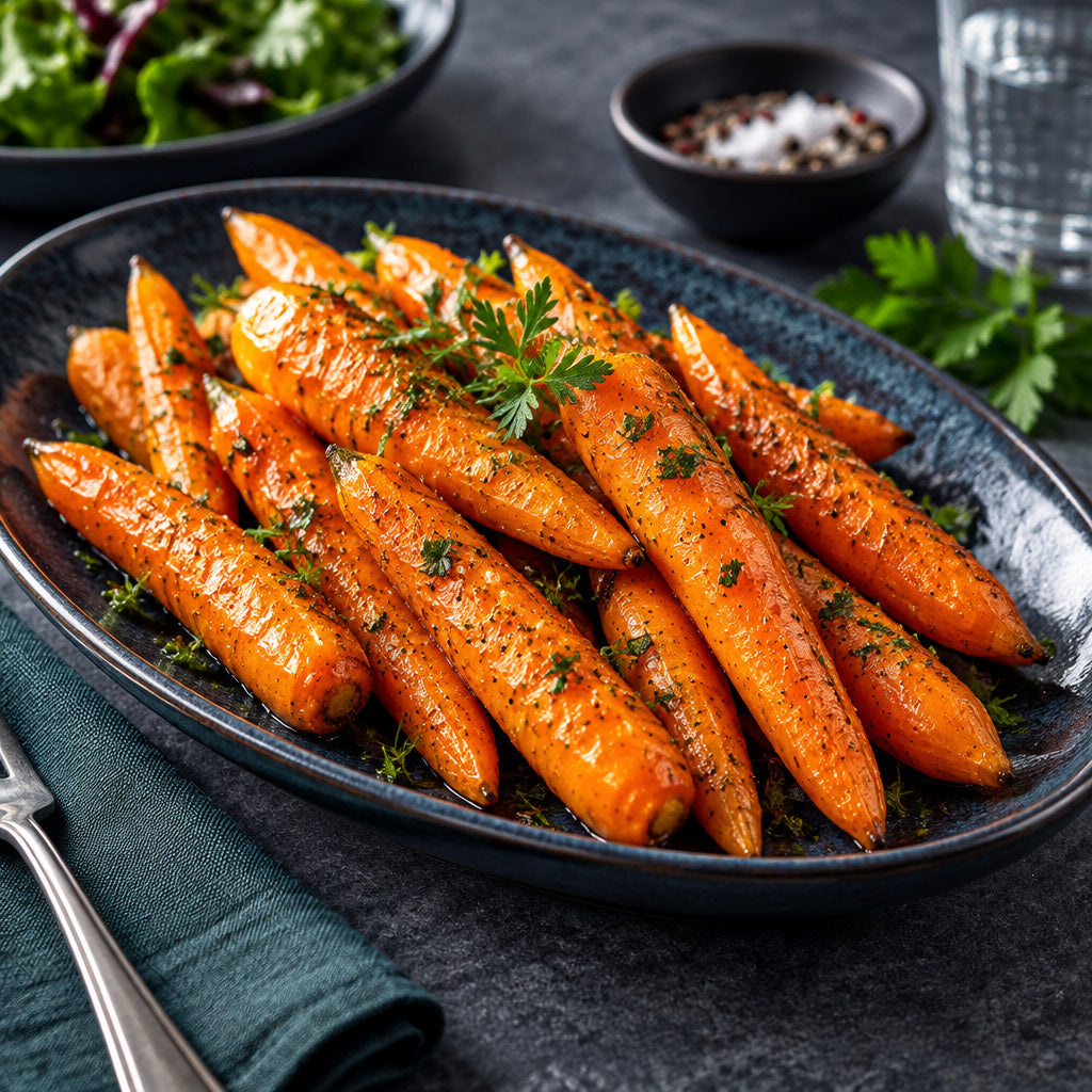Create a photorealistic, high-end commercial food photograph for Carrots sold per lb, showing ONLY an appetizing, ready-