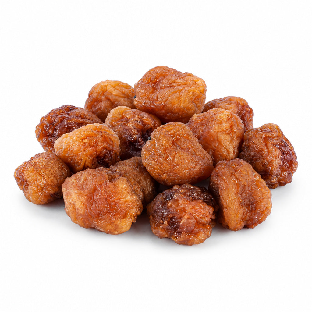 Create a photorealistic, high-end commercial product photograph of the uploaded Prune (Torghabeh), rendered from a visib