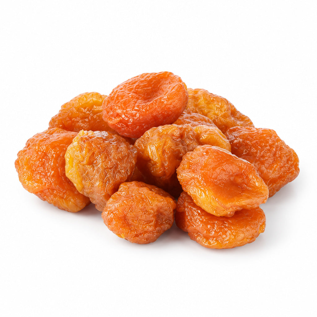 Create a photorealistic, high-end commercial product photograph of the uploaded Prune (Bukhara), rendered from a visibly