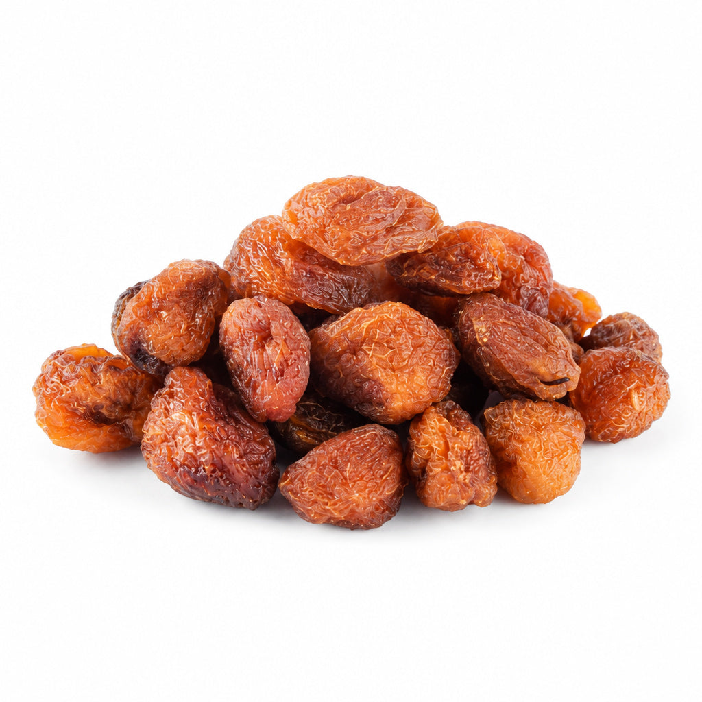 Create a photorealistic, high-end commercial product photograph of the uploaded Prune (Birjandi), rendered from a visibl