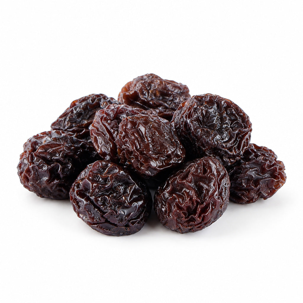 Create a photorealistic, high-end commercial product photograph of the uploaded Prune (Baraghani), rendered from a visib
