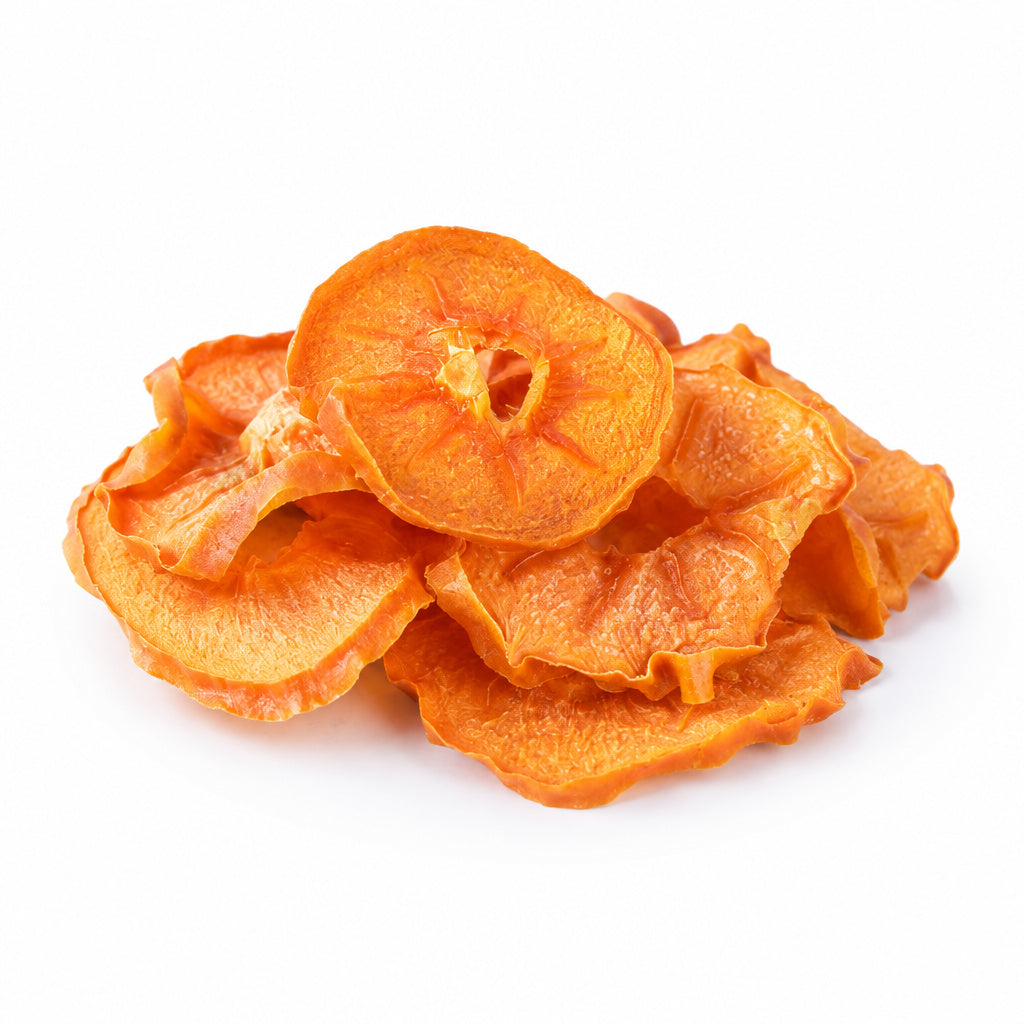 Create a photorealistic, high-end commercial product photograph of the uploaded Persimmon (Natural), rendered from a vis