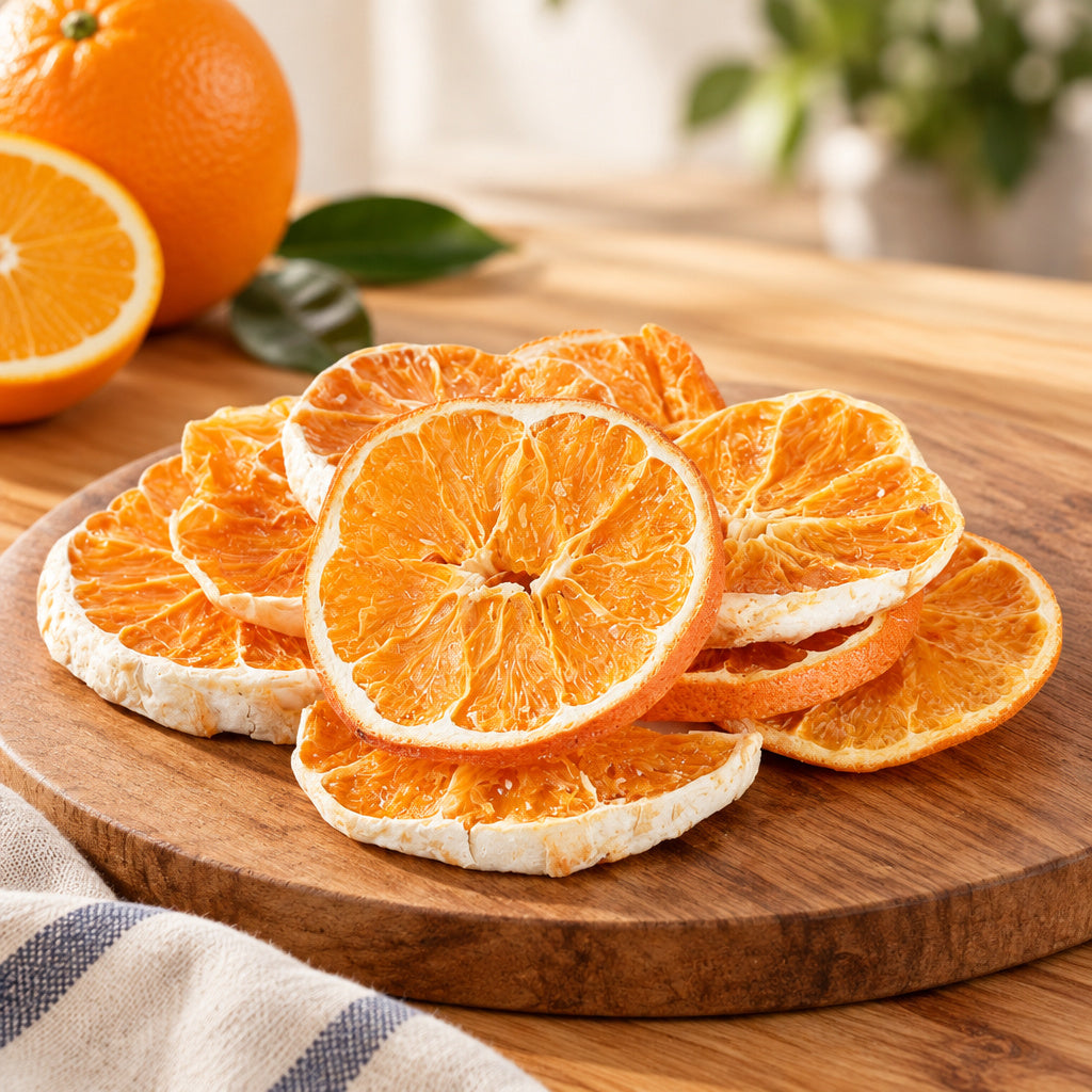 Create a photorealistic, high-end commercial lifestyle photograph for Orange (Natural), using the uploaded image as the