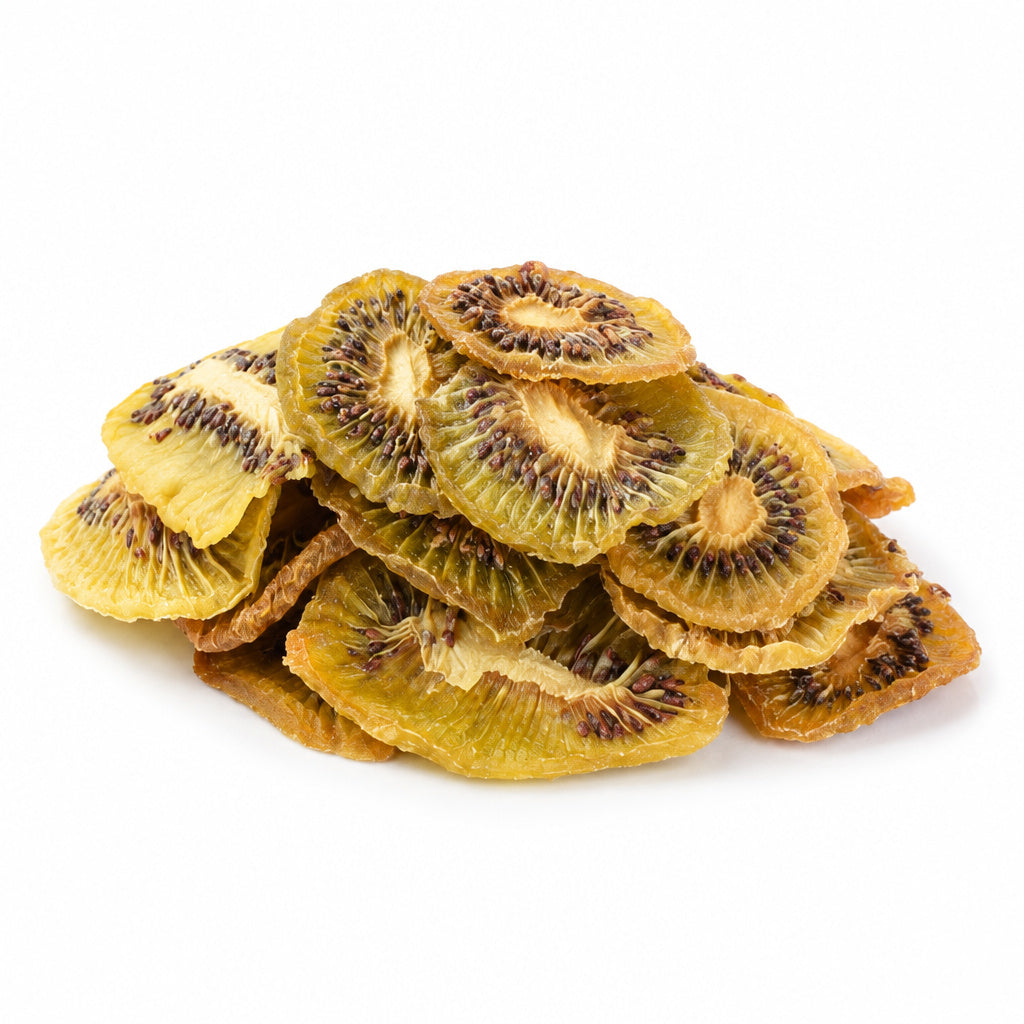Create a photorealistic, high-end commercial product photograph of the uploaded Kiwi (Natural), rendered from a visibly