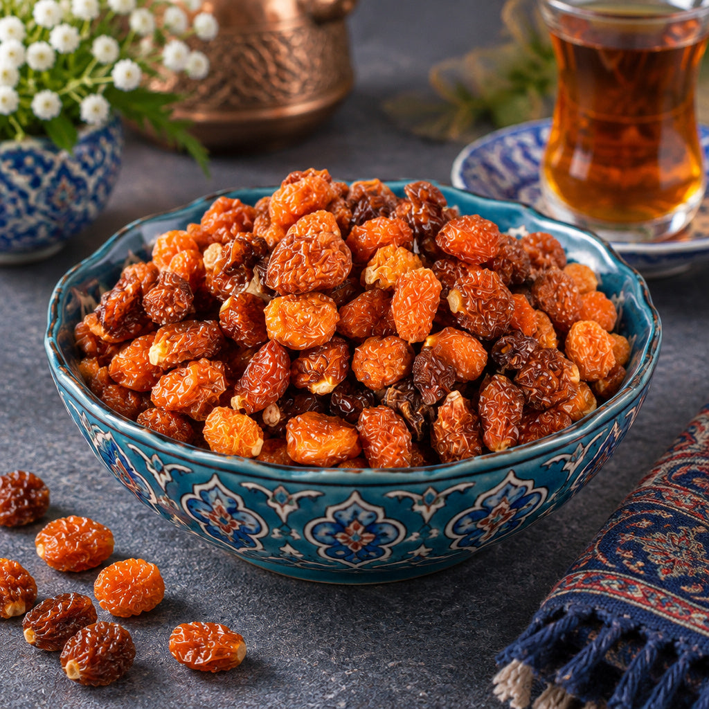 Create a photorealistic, high-end commercial food photograph for Organic Golden Berries (Gooseberries), based on the upl