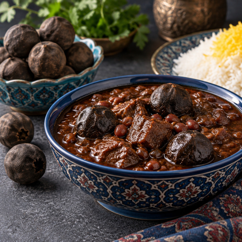 Create a photorealistic, high-end commercial food photograph for Dried Black Lemons - Limo Amani, based on the uploaded