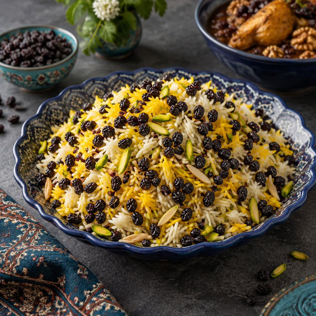 Create a photorealistic, high-end commercial food photograph for Black Seedless Barberry - For Cooking, based on the upl