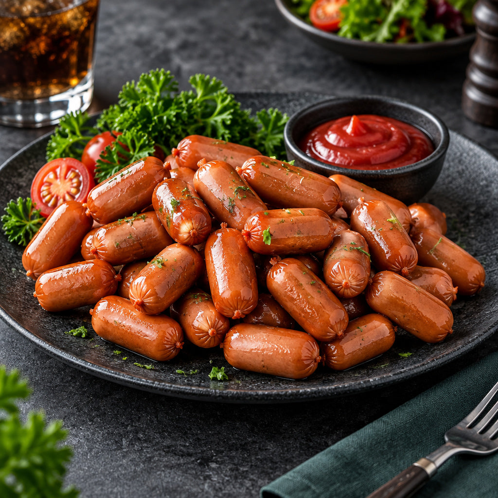 Create a photorealistic, high-end commercial food photograph for Smoked Beef Cocktail, showing ONLY an appetizing, ready