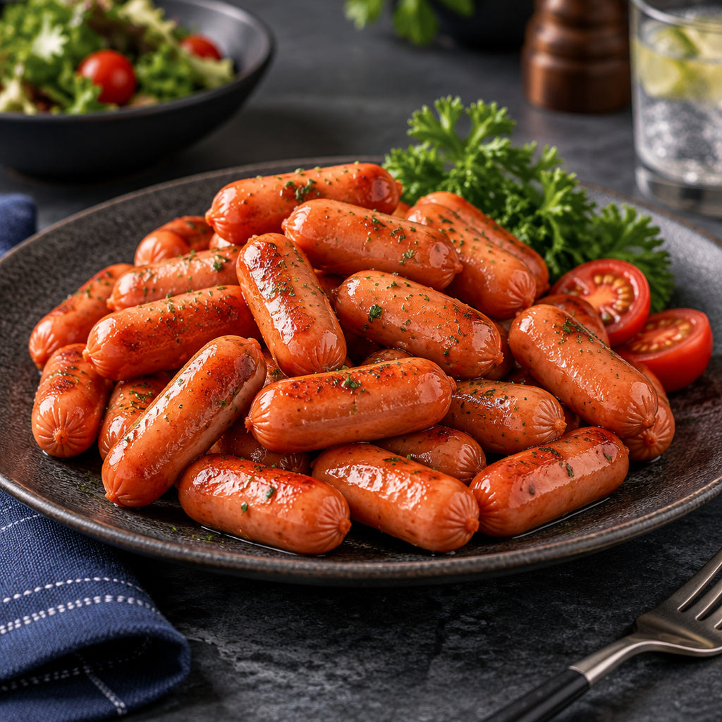 Create a photorealistic, high-end commercial food photograph for Beef Cocktail, showing ONLY an appetizing, ready-to-eat