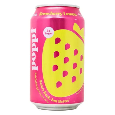 Poppi Prebiotic Soda Strawberry Lemon, 355ml